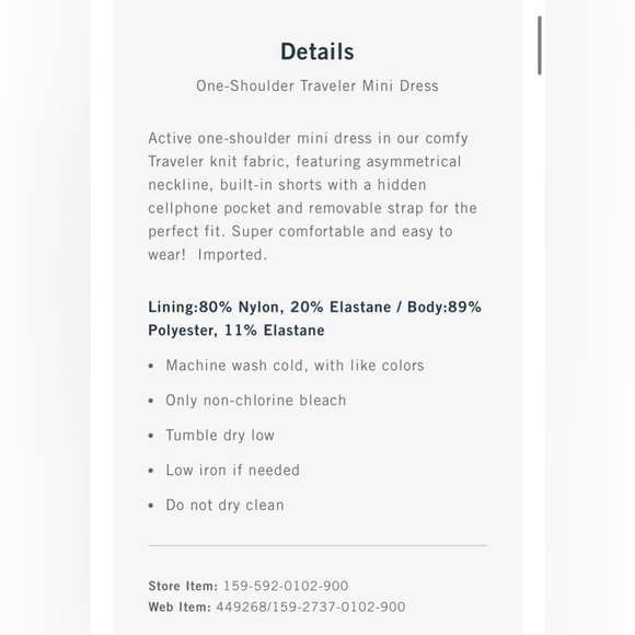 Abercrombie Mini One Shoulder Traveler Exercise Dress - Picture 3 of 6
